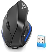 ECHTPower Ergonomic Wireless Mouse, Vertical Mouse with Adjustable DPI 2400/1600/1000, Rechargeab...