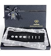 Shering Bling License Plate Frame, 2 Pack License Plate Frame with Premium Gift Box for Women,Rhi...