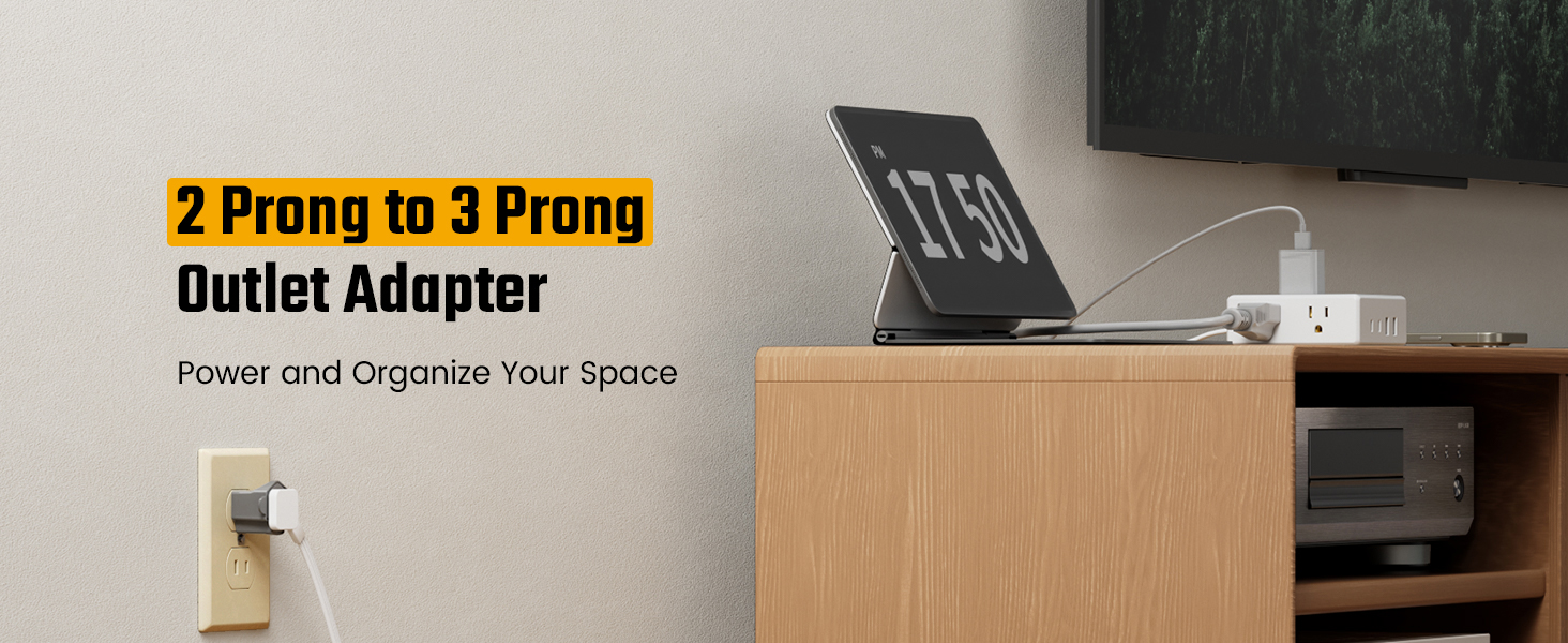 2 prong to 3 prong outlet adapter