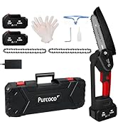 Purcoco 8 inch mini Chainsaw chain cordless saw Mini Electric Handheld Chainsaw battery powered f...