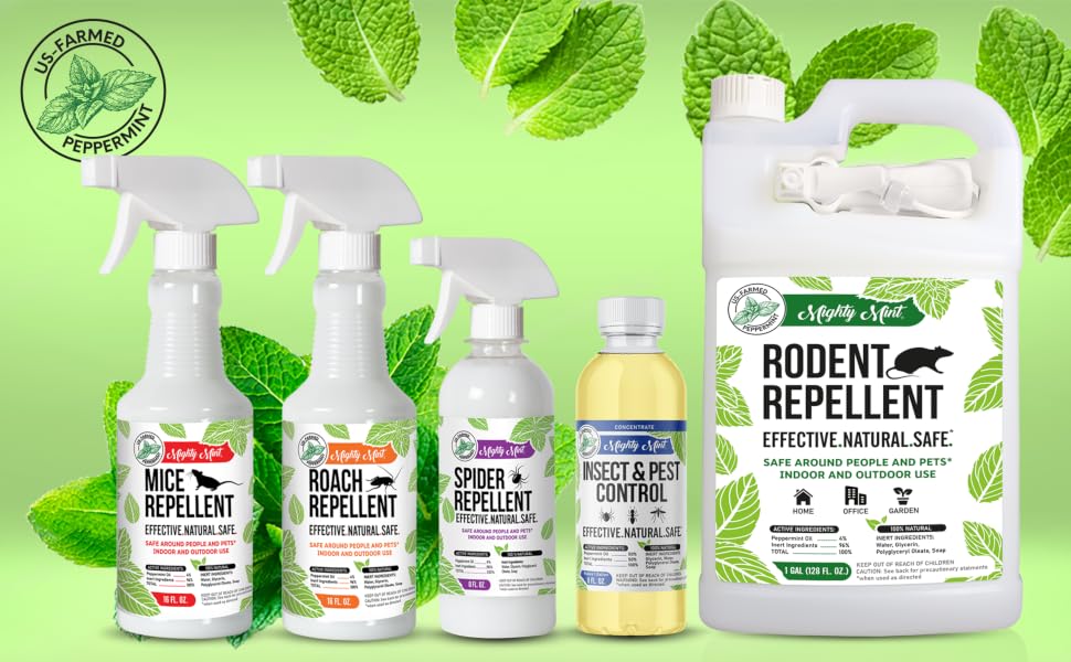 Mighty Mint Repellent Products Mice, Roach, Spider, Concentrate, Gallon