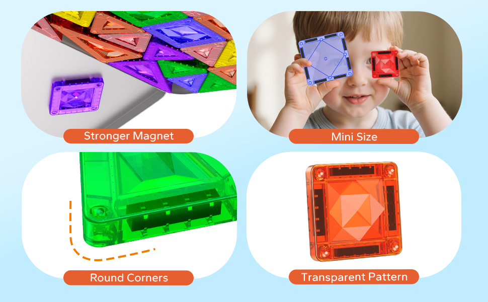 45PCS Diamond Pattern Magnetic Tiles Travel Set with Case