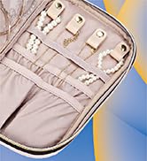 NISHEL Travel Jewelry Case, Travel Organizer for Necklaces, Earrings, Rings, Bracelets, Watch, Pink