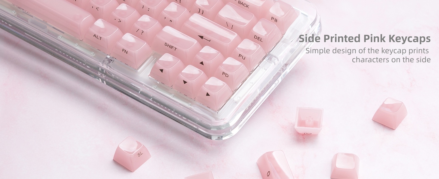 Womier Keycaps Jelly Pink - Ceramic Keycaps Style, Clear Keyboard Key Cap
