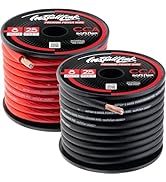 Install Link 8 AWG Gauge Power or Ground Wire Cable 25ft Red, 25ft Black (50 Feet Total), CCA