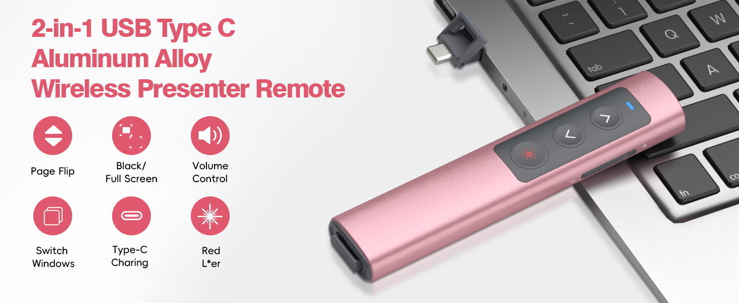 pink presentation clicker wireless presenter bluetooth clicker