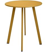 Meluvici Outdoor Side Table, Weather Resistant Patio Small Side Table Outdoor Indoor Round Metal ...