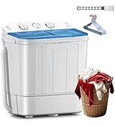 Erivess Compact Mini Twin Tub 18lbs Washing Machine with Drying Rack, 11 lbs Washer Mini Compact ...