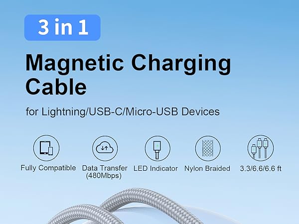 3A Magnetic Charging Cable