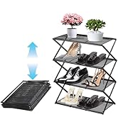 GTIPPOR Shoe Rack for Entryway 4 Tier Foldable Shoe Rack Without Assembly Collapsible Metal Shoe ...
