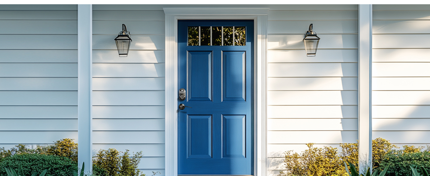 keyless entry door lock with handle