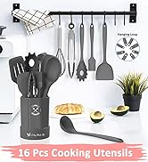 Silicone Kitchen Utensils Set, 16-Piece Silicone Cooking Utensils by Deedro, Heat Resistant Kitch...