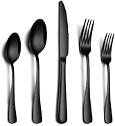 PHILIPALA 20 Piece Black Silverware Set, Stainless Steel Flatware Set for 4 Food Grade Cutlery Ut...