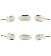 SPN-FOR1 Set of 6 Stone Knobs for Cabinets &amp; Drawers Decorative Oval Knobs for Home Kitchen C...