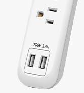 Power Strip Surge Protector, Extension Cord 6 feet, 3 Outlets, 2 USB Ports (2.4A/12W), Over Volta...