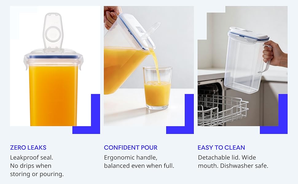 LocknLock Aqua Fridge Door Water Jug | BPA Free Plastic Pitcher with Lid