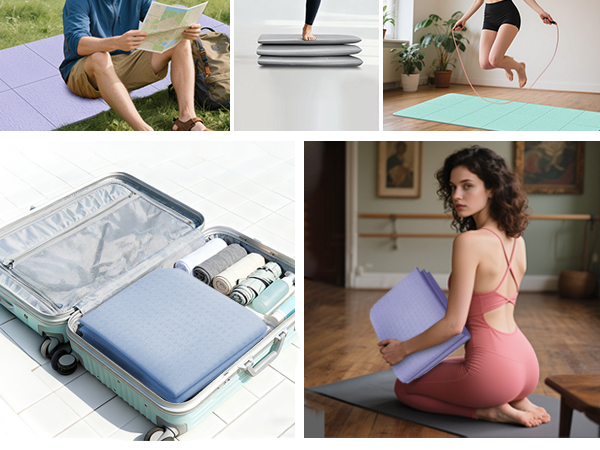 Foldable Yoga Mat for Travel 72"x 32"x 0.32"Inch