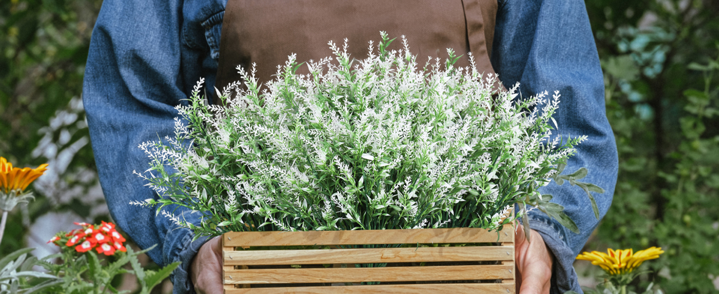 Artificial Flowers, UV Resistant Faux Outdoor Flowers, Fake Plastic Flowers for Decoration Home 