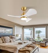 Orison 32 Inch Smart Ceiling Fans with Lights and Remote Control,Dimmable LED Light,RGB Ambient L...