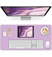 Meetcolor Non-Slip Desk Pad Mat, Leather Purple Desk Mat for Desktop, Large Mouse Pad, Waterproof...