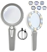 HUIBOER 45X Magnifying Glass with Light, 4.6 Inch 1200mAh USB Rechargeable, 6 Light Modes, Large ...