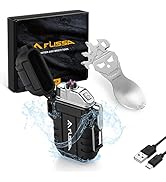 Flissa Waterproof Lighter, Outdoors Windproof Flameless Dual Arc Lighters with Multifunction Spoo...
