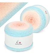 Aeelike Ombré Yarn for Crocheting, 2 PCS Colorful Gradient Yarn #4 Medium, Each 190g(6.7 oz) 400m...