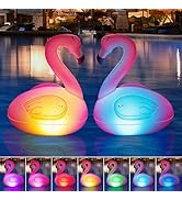 Toodour Floating Pool Lights Color Changing, 2 Packs Solar Flamingo Pool Lights That Float, RGB I...