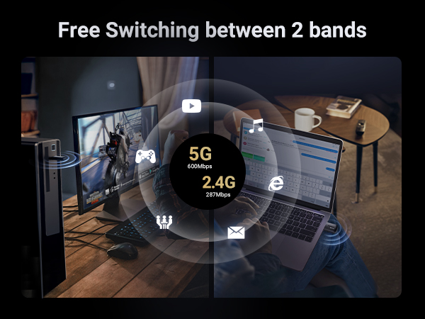 usb wifi adapter dual-band laptop wide range windows macOS mac internet adaptor wlan adapter