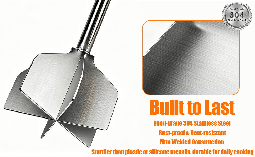 Sturdlier than plastic or silicone utensils, durable for daily cooking