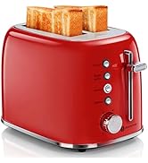 Aigostar Toaster 2 Slice, Retro Extra-Wide Slot Toasters Best Rated Prime for Toasting Bagels, Br...