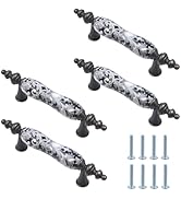 MY MIRONEY Ceramic Cabinet Pulls - Chinese Style Decorative Handles - Antique Bronze Drawer Knobs...