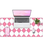 Non-Slip Checkered Desk Pad, PU Leather Computer Laptop Desk Mat, Waterproof Mouse Keyboard Pad, ...
