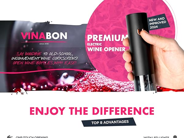 vinabon electric wine opener, vinabon electric wine bottle opener, wine opener rechargeable
