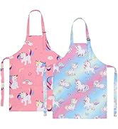 XLSXEXCL 2 Pack Kids Apron, Cute Cooking Aprons, Waterproof Art Apron with Pockets, Toddler Paint...