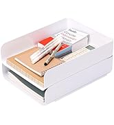 CiWiVOKi Desk Letter Tray, Set of 2 Office Organization and Storage, PET Letter Tray Desk Organiz...