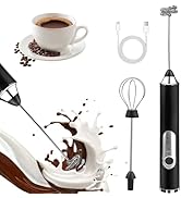 Handheld Milk Frother, rechargeable milk frother with 2 Stainless Steel Whisks 3 Speeds Electric ...