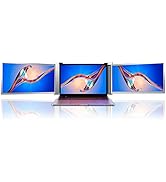Yunseity Portable Monitor for Laptop, 15.4in 1080P IPS Dual Screens Laptop Monitor Extender, Rota...