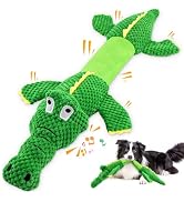 WOWBALA Dog Squeaky Toys, 24-31 Inch Stretchable Crocodile Plush Toy, Interactive Tug of War Toy ...