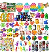 125 Pcs Party Favors Fidget Toys Pack, Randomly Selected Pop Sensory Set 65 Stickers Gifts for Ki...