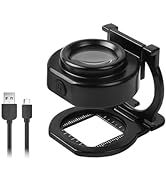 Bysameyee 10X Magnifying Glasses with Light, Mini Rechargeable Magnifier Desktop Foldable Metal M...