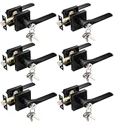 JO.KO Entry Door Lever with Lock and Key,Matter Black Exterior Door Handle for Office and Front D...