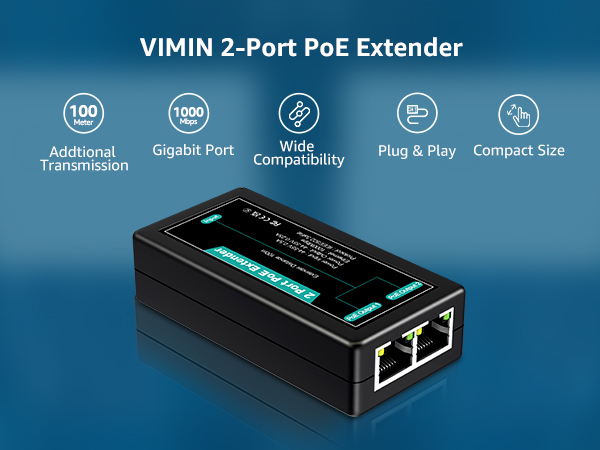 VIMIN 1 in 2 out PoE Extender