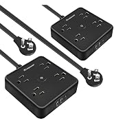 2 Pack Ultra Flat Plug Power Strip,Power Strip Surge Protector with 4 Widely Outlets, 6 ft Thin E...