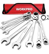 WORKPRO 8-piece Flex-Head Ratcheting Combination Wrench Set, SAE 5/16-3/4 in, 72-Teeth, Cr-V Cons...