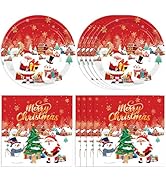 40Pcs Christmas Party Decorations Xmas Tree Santa Claus Theme Disposable Party Tableware Set Incl...
