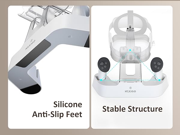 The bottom of the charging dock has a silicone anti-slip design and stable structure.
