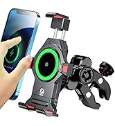 BRCOVAN Motorcycle Phone Mount with 15W Qi Wireless Charger & Vibration Dampener, Metal, Anti-The...