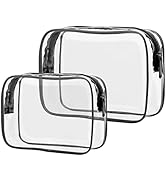 PACKISM Clear Toiletry Bag, 2 Pack TSA Approved Quart Size Bag, Travel Makeup Cosmetic Bag for Wo...