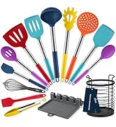 HOTEC Heat Resistant Silicone Kitchen Utensils, Cooking Utensil Set, Spatula Set, BPA Free, Kitch...